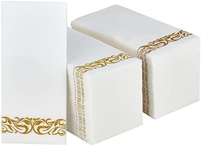 200 Pack Guest Towels Disposable Bathroom, Soft and Disposable Hand Towels, Decorative Bathroom Napkins for Party,Dinners, Wedding, Thanksgiving, Gold