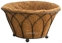 GARDEN KING 14 INCH Round Floor Basket with Coir Liner for Indoor/Outdoor Gardening, Natural Coir Basket for Home & Garden Decorations, Flowers Plant Container (Black, Set of 1 PCs)