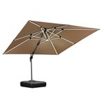 PURPLE LEAF 10 FT Patio Umbrella Outdoor Solar LED Luxury Cantilever Umbrella with LED Lights 360°Rotation Rectangle Umbrellas Windproof Offset Umbrella Heavy Duty Sun Umbrella for Garden, Deck, Table,Backyard and Pool, Beige