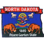 North Dakota State Shaped Map Embroidered Patch, with Iron-On Adhesive