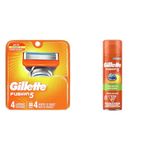 Gillette Fusion5 Men's Razor Blade Refills (4 Count) + Fusion Ultra Sensitive Hydra Gel Shave Gel (198g)