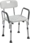 Wave Medical Products Adjustable Shower Chair with Padded Arms - Sturdy Bath Seat for Elderly with Back - Safe Bathroom Bench for Seniors - Nonslip Handicap Shower Stool - Bathtub Chairs Hold 350lbs