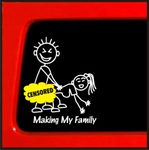 Sticker Connection | Making My Family Stick Figure Family Bumper Sticker Decal for Car, Truck, Window, Laptop | 3.8"x5.1" (White)