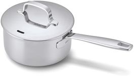Alva Maestro 5-Ply Clad Stainless Steel Saucepan with Lid, 3 Quart Sauce Pot, Induction Compatible, Oven Safe 500°F, PFAS-Free Sauce Pan for Sauces, Soup, Pasta, Grains & Reheating