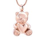 Stainless Steel Teddy Bear Pet Urn Ashes Pendant Memorial Ash Keepsake Cremation Jewelry Necklace