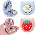 Mini Travel Sewing Kit, 2 Pack Portable DIY Sewing Supplies Portable Sewing Tool Kits, Plastic Sewing Box with Threads Scissors Hand Sewing Needles for Adults Beginners Home Travel (Pink and Blue)