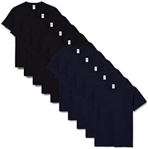 Fruit of the Loom Valueweight Short Sleeve Camiseta, Negro/Azul Marino, L (Pack de 10) para Hombre