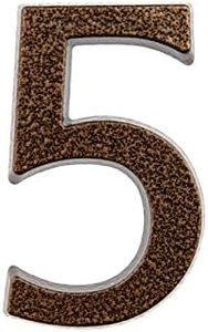 HUBER número de casa 5 de aluminio 10 cm I números de casa para puerta - placas de número de casa en noble diseño de cobre antiguo 3D, con recubrimiento de polvo