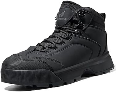 Wondamo Men's Waterproof Snow Boots Insulated Toe Cap Cold Weather Shoes Non-slip Lightweight Winter Boots, Black, 10.5 US