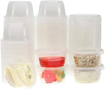Freshware Plastic Portion Cups with Lids [2 Ounce, 400 Set] Disposable Plastic Cups for Meal Prep, Salad Dressing, Jellos Shot Cup, Condiment and Dipping Sauce Cup