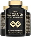 Probiotics Bio Cultures Complex - Gut Health Probiotic Supplements for Men & Women - 20 Billion CFU - 30 Acid-Resistant Capsules - Multi-Strain Vegan Prebiotics & Probiotics Tablets with Acidophilus