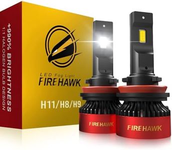 Firehawk H11/H8/H9/H16 LED Bulbs 40000LM 990% Brightness 6000K Cool White Plug and Play Halogen Replacement Conversion Kit 2024 Upgraded, Pack of 2