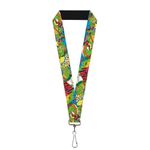 Buckle Down Lanyard - 1.0" - Classic TMNT Action Poses/Action Bubbles Do Accessory, Multi-Colored, One-Size