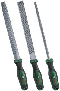 Bosch Rasp Set of 3 (Robust Wood Rasp Set Including Flat, Half Round and Round Rasp; Hard Carbon Steel; Shaft Length 200 mm; Medium Cut 2; Ergonomic Handle with Soft Grip)