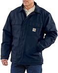 Carhartt Men's Flame Resistant Duck Traditional Coat, Dark Navy, Large