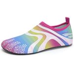 Water Shoes Womens Beach Shoes Mens Swimming Shoes Barefoot Shoes Pool Shoes Yoga Quick Watersport Aqua Socks(342Rainbow, 6.5/7.5UK=40/41EU)