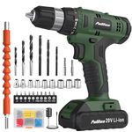 PULITUO 20V Cordless Drill Set ，Powerful Drill bit Sets,Torque 30N,21+1 Torque Setting,3/8” inch Keyless Chuck, 40pcs Drill Bits,Electric Drill with 2.0AH Li-Ion Battery and LED Light.