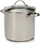 RSVP International Endurance Stock Pot Cookware w/Lid, Stainless Steel, 8 Quart | Electric, Gas, & Induction Safe | Riveted Large Loop Handles |Dishwasher & Oven Safe