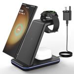 Wireless Charger for Samsung, JoyGeek 3 in 1 Charging Station for Galaxy Watch 5 Pro/4/3/Active2/1 - Phone Charger Stand for S24/S23 Ultra/S22/S21/S20/Note 20, Z Fold&Flip Series, Buds2 Pro, Black