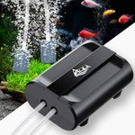 AQQA Powerful Aquarium Air Pump,Dual Outlets Fish Tank Air Pump，3.5W Adjustable Aquarium Oxygen Pump,Silent Oxygen Aerator Pump with accessories up to 500L