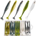 QualyQualy Soft Plastic Lures, 20pcs Paddle Tail Swimibaits for Bass Fishing, Jerkbaits Swim Baits for Trout Pike, 5in