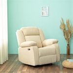 duroflex Avalon E - Motorized Electric Powered Single Seater Fabric Recliner with USB Port (Beige)