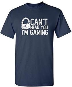 Feelin Good Tees Can't Hear You I'm Gaming Headset Graphic Video Games Gamer Mens Funny T Shirt, Navy, 4X-Large Tall