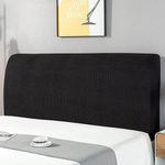 Bed Headboard Slipcover KSUYICA Elastic Headboard Cover Thick Fabric Stretch Bed Headboard Cover Washable Headboard Slipcover Queen for Bedroom Decorative (Black, King Size)