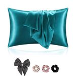 ERVY Satin Silk Pillow Cover for Hair and Skin 2 Piece with 3 Piece Satin Silk Soft Scrunchies and 1 Satin Silk Bows |Silk Pillow Covers with Envelope Closure end Design| (Voilet) 400 TC