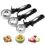 Ice Cream Scoop Set, Large Cookie Scoop Set 3 PCS for Baking, 5,5cm / 6,5cm / 7cm Sizes with Thumb Trigger, Portion Control for Cookie Dough, Ice Cream, Cupcake, Muffin