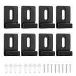 8Pcs Metal Mirror Clips, Mirror Clips for Frameless Mirror with Screws Rubber Pads, Heavy Duty Wall Mounting Mirror Hanger Kit for Mirror Tile Hanger Bracket (Black)