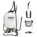 Chapin 60114 Made in USA 4-Gallon Backpack Sprayer with 3-Stage Filtration System Pump Pressured Sprayer, for Spraying Plants, Garden Watering, Lawns, Weeds and Pests, Translucent White