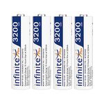 Envie Infinite Plus AA High Capacity (3200mAh) Ni-MH Rechargeable Ready to Use Battery Pack of 4