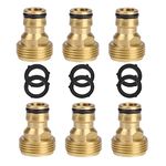 Cozyou 6 Pcs Brass Male Thread Garden Hose Pipe Faucet Nozzle Quick Connector Adapter with 6 Washer