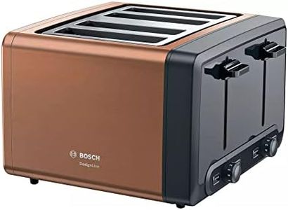 Bosch DesignLine Plus TAT4P449GB 4 Slot Stainless Steel Toaster with variable controls - Copper