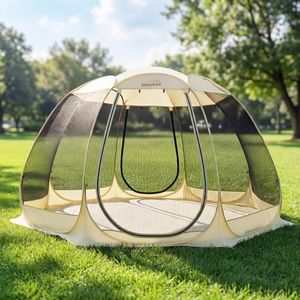 Lenotos Pop Up Screen House, 12.5'x12.5' Outdoor Screen Tent for Camping, Screened Gazebo with Mosquito Netting, Carry Bag