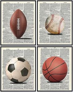 Basketball, Baseball, Football, Soccer, Futbol Wall Art Set - Gift or Home Decor for Boys Bedroom, Teens Room, Men, Game Room, Sports Bar, Bedroom, Man Cave - Unique Decoration Poster Print, 8x10