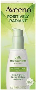 Aveeno Positively Radiant Daily Facial Moisturizer with Total Soy Complex and Broad Spectrum SPF 30 Sunscreen, Oil-Free and Non-Comedogenic, 2.5 fl. oz