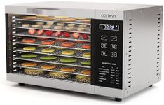 COSTWAY 8 Tray Food Dehydrator, Stainless Steel Fruit Dryer 620W with Removable Trays, 30℃-70℃ Temperature Control, 24 H Timer, Touch Panel & Overload Protection, BPA-Free Meat Drying Machine