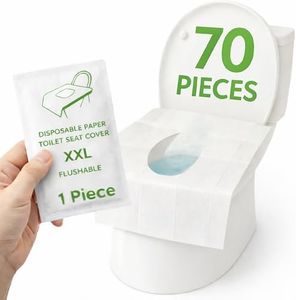 Individually Wrapped XXL Toilet Seat Covers Disposable Flushable for Travel (70 Pack), Full Coverage Paper Liners for Kids & Adults