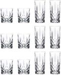 RCR Crystal Orchestra Cut Glass Whiskey Tumblers and Highball Cocktail Glasses - 340ml, 396ml - 12pc Set