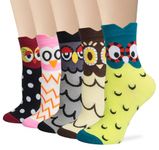 Chalier Cozy 5 Pairs Women Socks Funny Cute Animal Ladies Socks Cat Dog Socks Gifts for Women, One Size (UK, Alpha, One Size, Regular, Regular, Green)