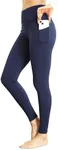 IBL Women's Naked Feeling Workout Leggings with Pockets 4 Way Stretch for Pilates Cycling Daily-wear 27 in Navy Blue Medium