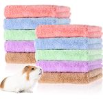 10 Pieces Guinea Pigs Blankets Hamster Fleece Cage Liners Soft Guinea Pig Accessories Small Animal Pet Blanket Sleep Bedding Mats Pet Supplies for Dog Puppy Cat (Mixed Colors,11.8 x 11.8 Inch)