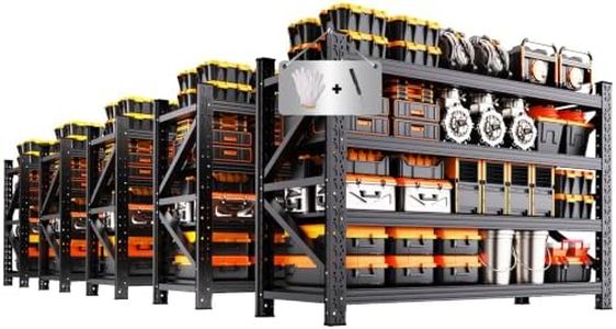 69"W Garage Shelving Heavy Duty Metal Storage Shelves, 4-Tier Garage Storage Shelves, Adjustable Industrial Shelving, Easy Assembly Garage Shelf Rack, Shelves for Garage Storage, Warehouse, 5 Pack