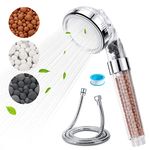 Vicloon Bathroom Shower Set,Handheld Shower Head and Hose, Extra Replaceable Mineral Ball, Adjustable Showerhead with 1.5m Chrome Shower Hose, Universal Bath with Water Saving Removing Chlorine