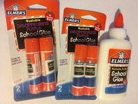 Elmer's Bundle Washable Liquid School Glue, White, Dries Clear, 4 fl oz Plus Disappearing Purple Elmer's School Glue Stick, 6g, 4pk