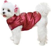 ABRRLO Winter Warm Dog Jacket for Small Medium Dogs Cat Cold Weather Coats with Harness Paded Dog Fleece Vest Waterproof Windproof Dog Snow Jacket Pet Puppy Clothes（Wine red,XS）