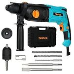 SHALL 1 Inch SDS Plus Heavy Duty Rotary Hammer Drill, 7.5 Amp Demolition Hammer, One Knob 4 Functions with Speed Adjustment, Flat Chisel, Point Chisel and 3 Drill Bits Included, 0-1150 RPM