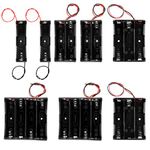 GTIWUNG 18650 Battery Case Holder with Lead Wire Bundle, 8 Pcs 1/2/3/4 x 3.7V Series DIY Battery Storage Boxes, 1/2/3/4 Slots Black Plastic Batteries Case with Pin + 5Pcs Cable Straps